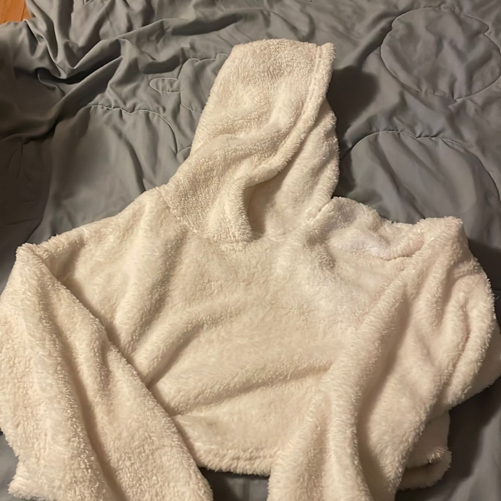 Crop top furry hoodie from SHEIN